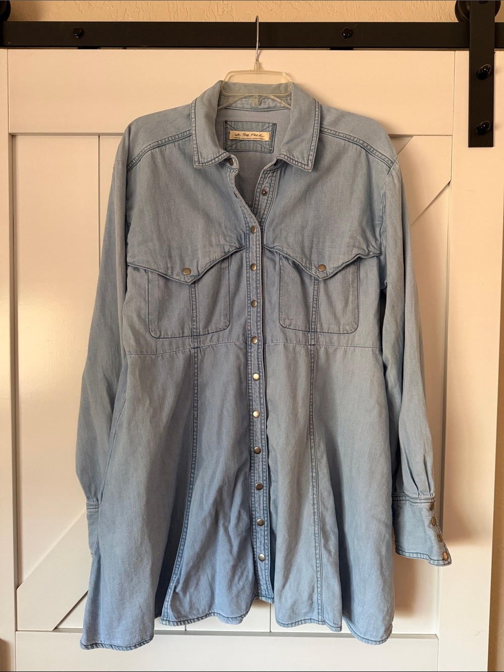 We The Free Light Blue Denim Shirt Dress